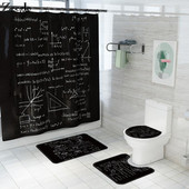 Vannimattide komplekt Blackboard Math Formula vannitoavaibakomplekt polüestrist veekindla dušikardinaga Vannimattide komplekt Imav matt