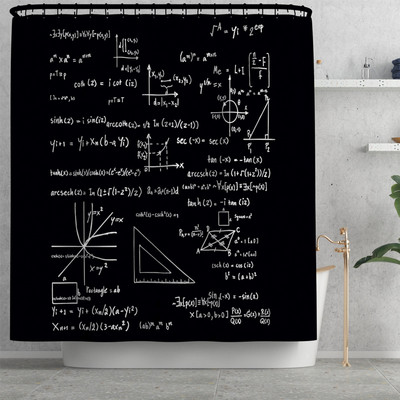 Vannimattide komplekt Blackboard Math Formula vannitoavaibakomplekt polüestrist veekindla dušikardinaga Vannimattide komplekt Imav matt