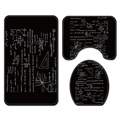 Vannimattide komplekt Blackboard Math Formula vannitoavaibakomplekt polüestrist veekindla dušikardinaga Vannimattide komplekt Imav matt