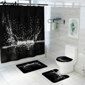 Zeegle neslīdošs vannas paklājiņš un ūdensnecaurlaidīgs dušas Curtian komplekts Blcak 3D drukāšanai vannas istabas paklāja paklājs, absorbējošs pēdu paklājs U-veida paklājs