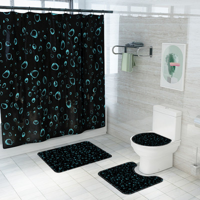Zeegle neslīdošs vannas paklājiņš un ūdensnecaurlaidīgs dušas Curtian komplekts Blcak 3D drukāšanai vannas istabas paklāja paklājs, absorbējošs pēdu paklājs U-veida paklājs