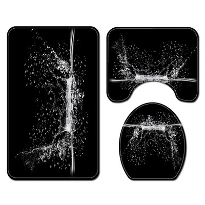 Zeegle neslīdošs vannas paklājiņš un ūdensnecaurlaidīgs dušas Curtian komplekts Blcak 3D drukāšanai vannas istabas paklāja paklājs, absorbējošs pēdu paklājs U-veida paklājs