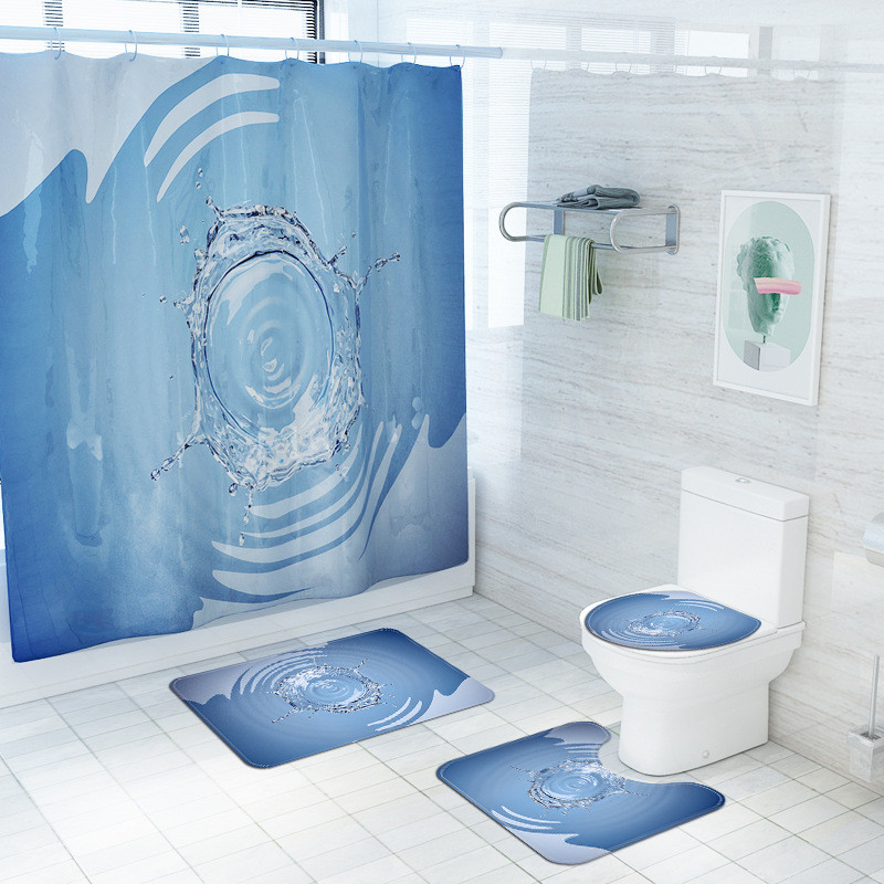 Zeegle neslīdošs vannas paklājiņš un ūdensnecaurlaidīgs dušas Curtian komplekts Blcak 3D drukāšanai vannas istabas paklāja paklājs, absorbējošs pēdu paklājs U-veida paklājs