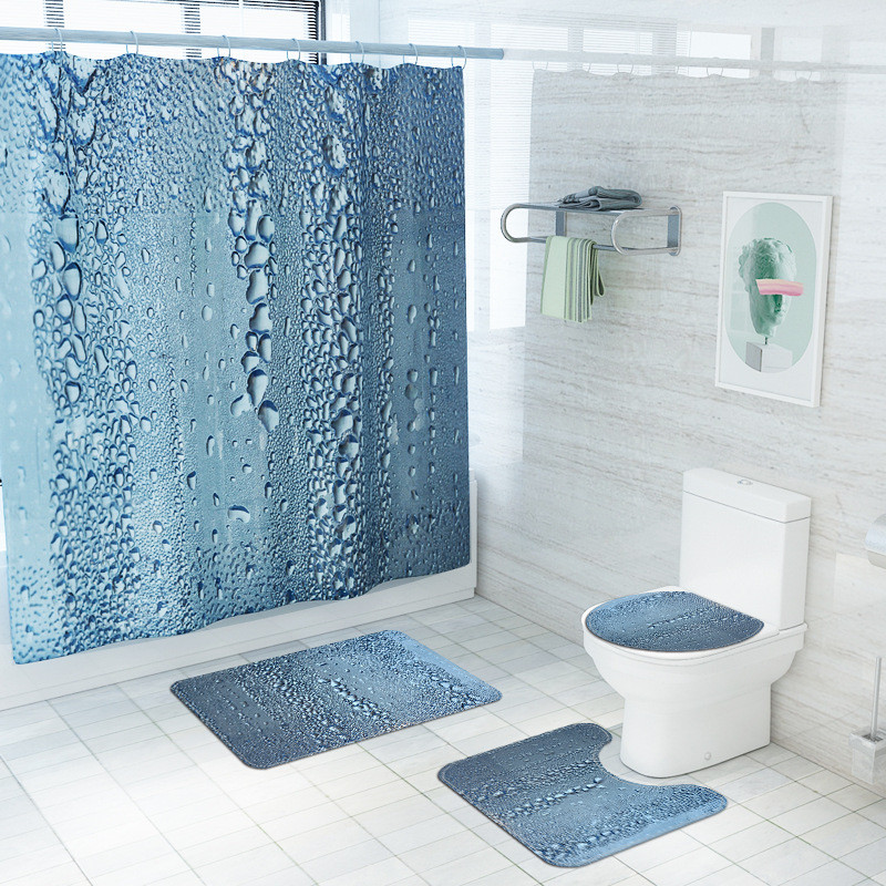 Zeegle neslīdošs vannas paklājiņš un ūdensnecaurlaidīgs dušas Curtian komplekts Blcak 3D drukāšanai vannas istabas paklāja paklājs, absorbējošs pēdu paklājs U-veida paklājs