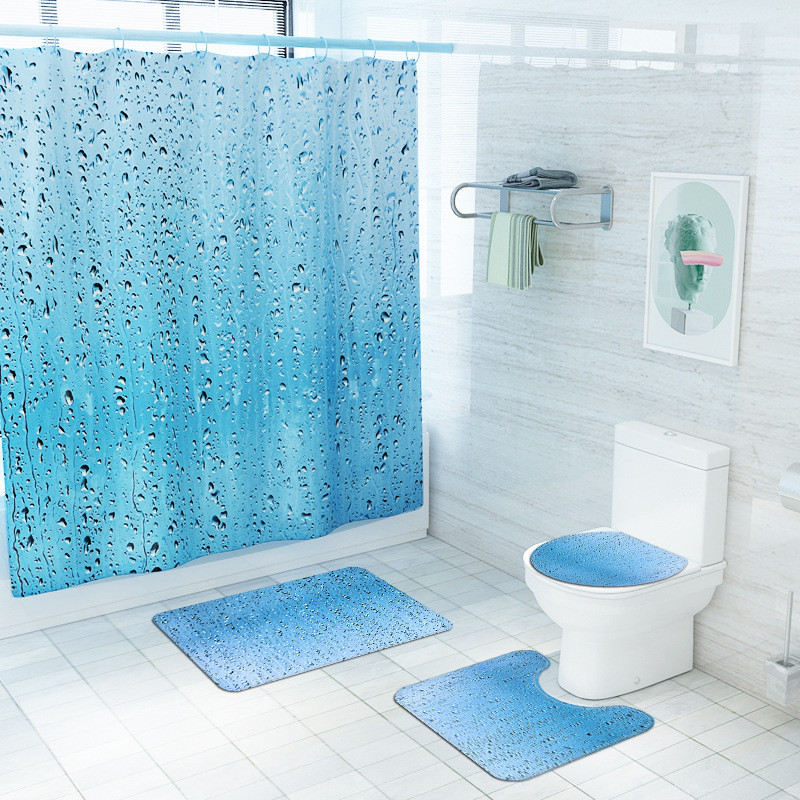 Zeegle neslīdošs vannas paklājiņš un ūdensnecaurlaidīgs dušas Curtian komplekts Blcak 3D drukāšanai vannas istabas paklāja paklājs, absorbējošs pēdu paklājs U-veida paklājs