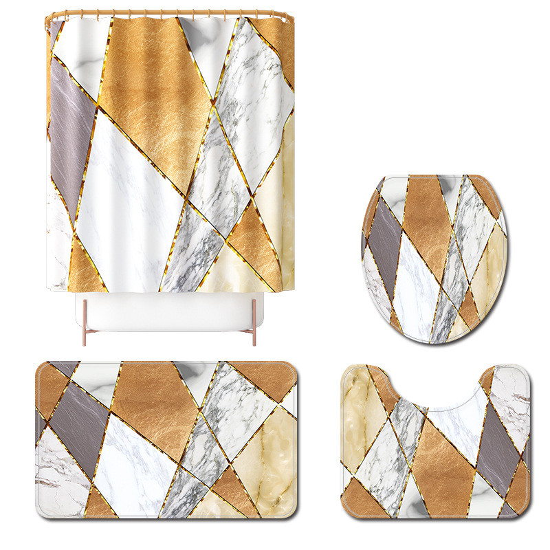 Neslīdošs tualetes paklājiņš vannas istabas paklājiņa komplekts ar ūdensnecaurlaidīgu dušas aizkaru, absorbējošs tualetes sēdekļa pārklāja paklājiņš mazgāšanas telpas grīdas paklājiņš