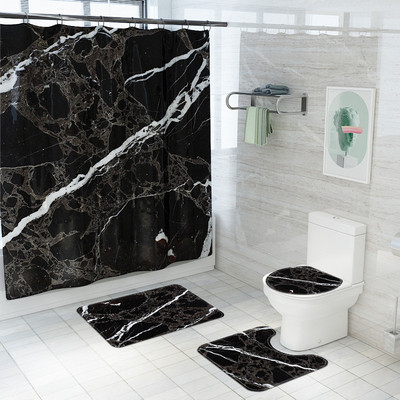 Zavjesa za tuširanje sa šarenim prugama i set flanelskih prostirki za kupaonicu Tepih od memorijske pjene WC Tepih Neklizajuća prostirka za noge Tepih u obliku slova U