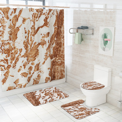 Zavjesa za tuširanje sa šarenim prugama i set flanelskih prostirki za kupaonicu Tepih od memorijske pjene WC Tepih Neklizajuća prostirka za noge Tepih u obliku slova U