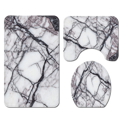 Zavjesa za tuširanje sa šarenim prugama i set flanelskih prostirki za kupaonicu Tepih od memorijske pjene WC Tepih Neklizajuća prostirka za noge Tepih u obliku slova U