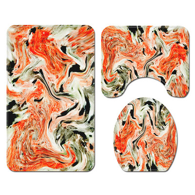 Zavjesa za tuširanje sa šarenim prugama i set flanelskih prostirki za kupaonicu Tepih od memorijske pjene WC Tepih Neklizajuća prostirka za noge Tepih u obliku slova U