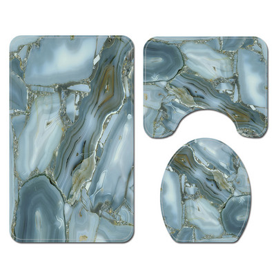 Zavjesa za tuširanje sa šarenim prugama i set flanelskih prostirki za kupaonicu Tepih od memorijske pjene WC Tepih Neklizajuća prostirka za noge Tepih u obliku slova U