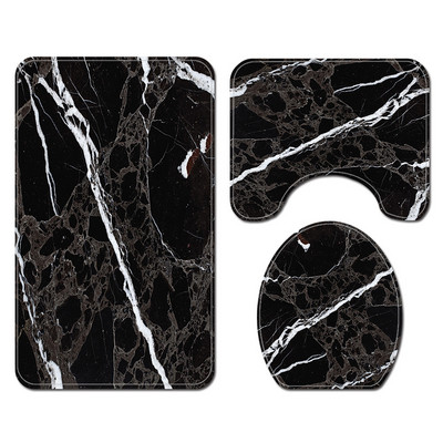 Zavjesa za tuširanje sa šarenim prugama i set flanelskih prostirki za kupaonicu Tepih od memorijske pjene WC Tepih Neklizajuća prostirka za noge Tepih u obliku slova U