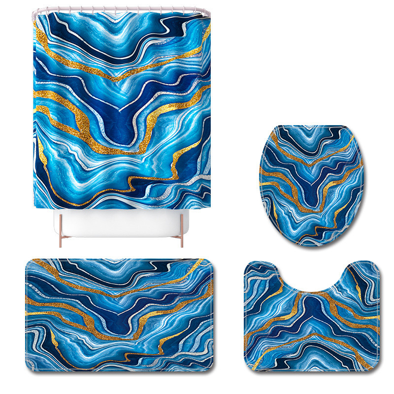 Mājas apdare Vannas istabas paklājs Paklājs Mazgājams vannas paklājiņš Poliestera dušas aizkaru komplekts Absorbējošs Tualetes Paklājiņš Pretslīdošs grīdas paklājs