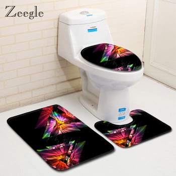 Zeegle 3PCS Комплекти постелки за баня Нехлъзгащи се подови постелки Килим за баня Постелка за тоалетна и баня Абсорбиращи килими за душ Постелка за крака