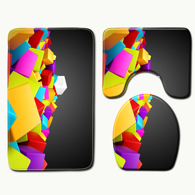 Zeegle 3PCS vannas istabas paklājiņu komplekti Neslīdoši grīdas paklāji Vannas istabas paklājs tualetes paklājs un vannas paklāji absorbējoši dušas istabas paklāji pēdām