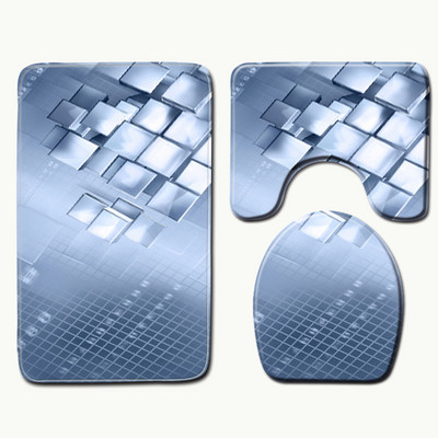 Zeegle 3PCS vannas istabas paklājiņu komplekti Neslīdoši grīdas paklāji Vannas istabas paklājs tualetes paklājs un vannas paklāji absorbējoši dušas istabas paklāji pēdām