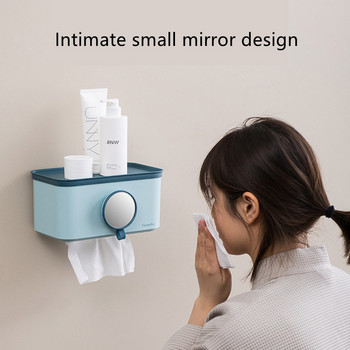 Държач за тоалетна хартия за баня Многофункционална водоустойчива кутия за санитарна хартия Битова монтирана на стена кутия за съхранение на тоалетна с огледало