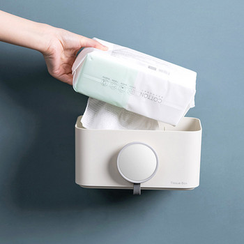 Държач за тоалетна хартия за баня Многофункционална водоустойчива кутия за санитарна хартия Битова монтирана на стена кутия за съхранение на тоалетна с огледало