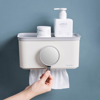 Θήκη για χαρτί υγείας μπάνιου Πολυλειτουργικό αδιάβροχο κουτί χαρτιού υγείας Οικιακό Κουτί αποθήκευσης τουαλέτας επιτοίχιο με καθρέφτη