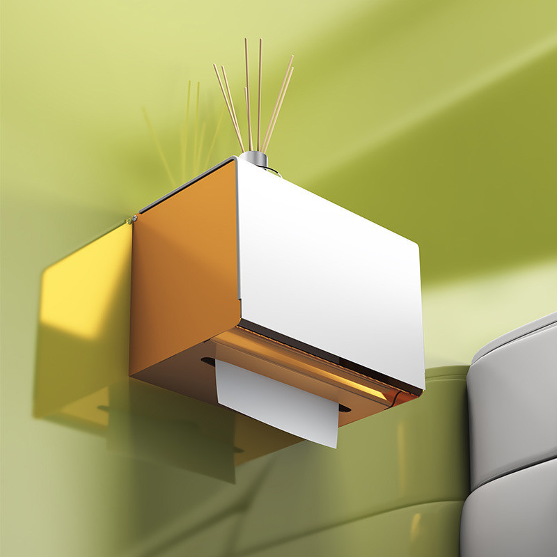 WHYY Svemirska aluminijska kutija za maramice Preklopni zidni nosač Platinasta rola Kutija za pohranu papira za organizaciju kućne kupaonice Dodatna oprema za police