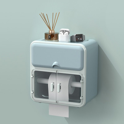 Tualetes papīra turētāja kaste bez perforatora, ūdensnecaurlaidīga audumu uzglabāšanas kaste Vannas istabas plaukts pie sienas stiprināms virtuves vannas istabas uzglabāšanas turētājs