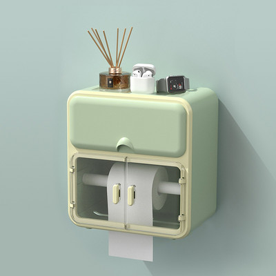 Tualetes papīra turētāja kaste bez perforatora, ūdensnecaurlaidīga audumu uzglabāšanas kaste Vannas istabas plaukts pie sienas stiprināms virtuves vannas istabas uzglabāšanas turētājs