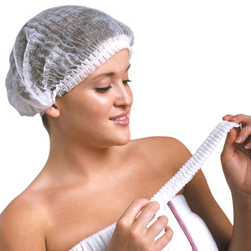100 komada jednokratne netkane trake Clipcap Anti Dust Bouffant Pokrivalo za glavu Mrežasti šešir Zaštitna okrugla kapa za kućno kupanje Spa salon