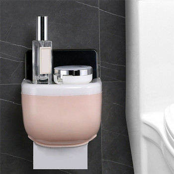 Водоустойчив държач за тоалетна хартия Рафт Рафт за съхранение на телефон Кутия Самозалепваща се