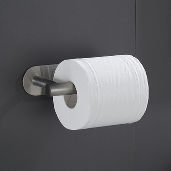 Стенен държач за тоалетна хартия от неръждаема стомана Черен сребърен самозалепващ се държач за тоалетна хартия за баня Стик Стенен поставка за кърпи