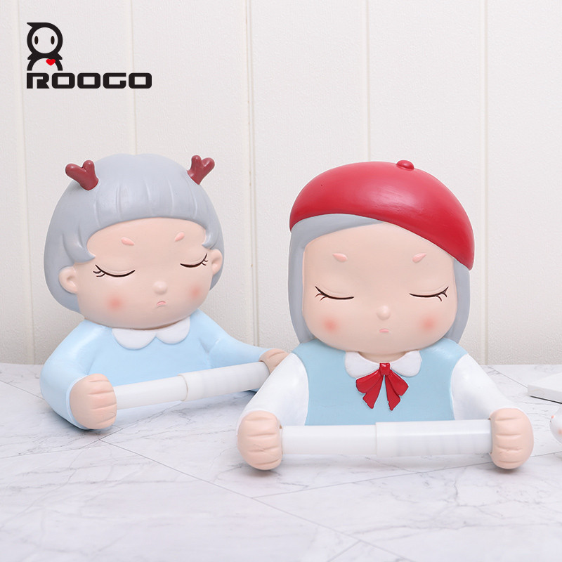 Roogo keramikas papīra turētājs tualetes karikatūra Dream Girl vannas istabas dekoratīvā papīra dozators Creative dvieļu tualetes papīra mājas dekors