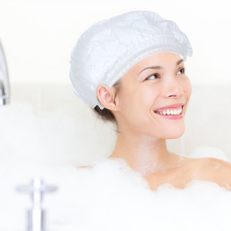 Kapa za tuširanje od 100 komada, plastična vodootporna kapa za kosu, hotelska kapa za tuširanje, prozirna plastična kapa za kozmetički salon, prianjajuća