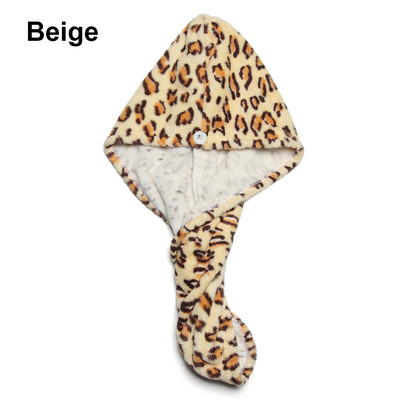 Šešir za suhu kosu od mekane mikrovlakana Turban za kosu Žene Kapa za tuširanje Djevojke Leopard print Kapa za kupanje Brzo sušeći ručnik Šešir na glavu