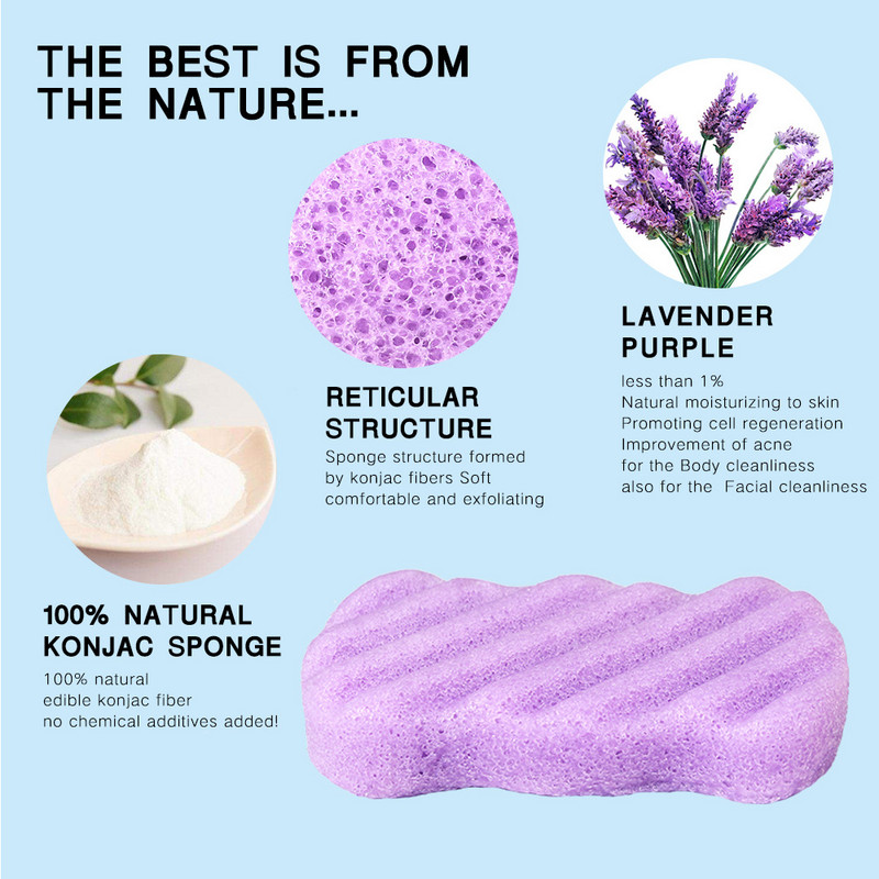1PC Dabīgais Konjac mīkstais vannas skruberis ķermeņa skrubis Sponge ķermeņa pīlings skrubis Skin Cleaner Dead Skin Remove Scrub Exfoliator