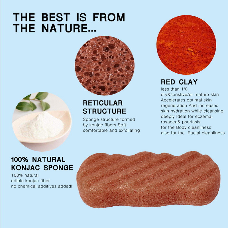 1PC Dabīgais Konjac mīkstais vannas skruberis ķermeņa skrubis Sponge ķermeņa pīlings skrubis Skin Cleaner Dead Skin Remove Scrub Exfoliator