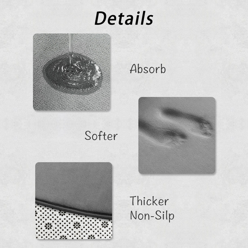 Neslīdošs vannas istabas paklājs, īpaši uzsūcošs vannas paklājiņš, Memory Foam paklājs, vannas sānu grīdas paklāji dušas istabas durvju paklājs, tualetes kāju paliktnis