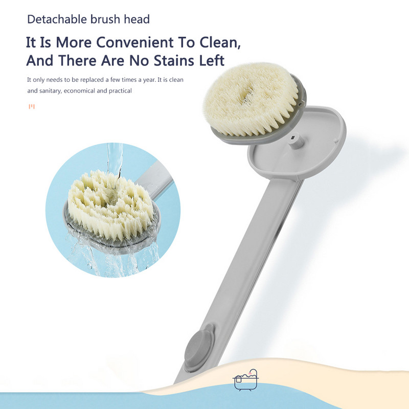 Gara roktura šķidra vannas suka Mīksts matu vannas suku komplekts Vannas suka Aizmugures suka Aizmugures tīrīšanas birste Labs produkts vannas birste