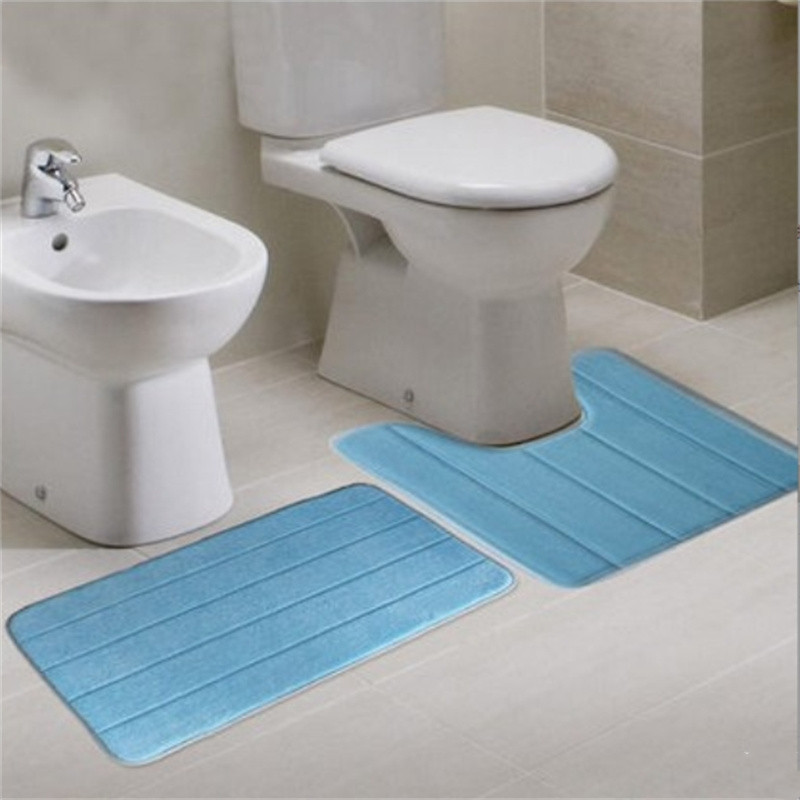 U-veida ūdeni absorbējošs putu vannas paklājiņš Tualetes paklājiņš Vannas istaba Koraļļu vilnas paklāja paklājs Neslīdošs grīdas tualete Mājas dekorsMājas