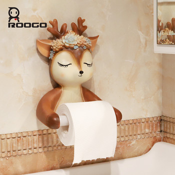 Roogo Cute Deer Преносими държачи за тоалетна хартия Мека пластмаса Държач за ролка хартия за домашен декор PVC Ротокастинг материал