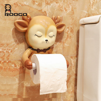 Roogo Cute Deer Преносими държачи за тоалетна хартия Мека пластмаса Държач за ролка хартия за домашен декор PVC Ротокастинг материал