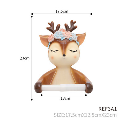 Roogo Cute Deer pārnēsājamie tualetes papīra turētāji mīkstas plastmasas mājas dekorēšanai vannas istabas papīra ruļļa turētājs PVC rotācijas materiāls