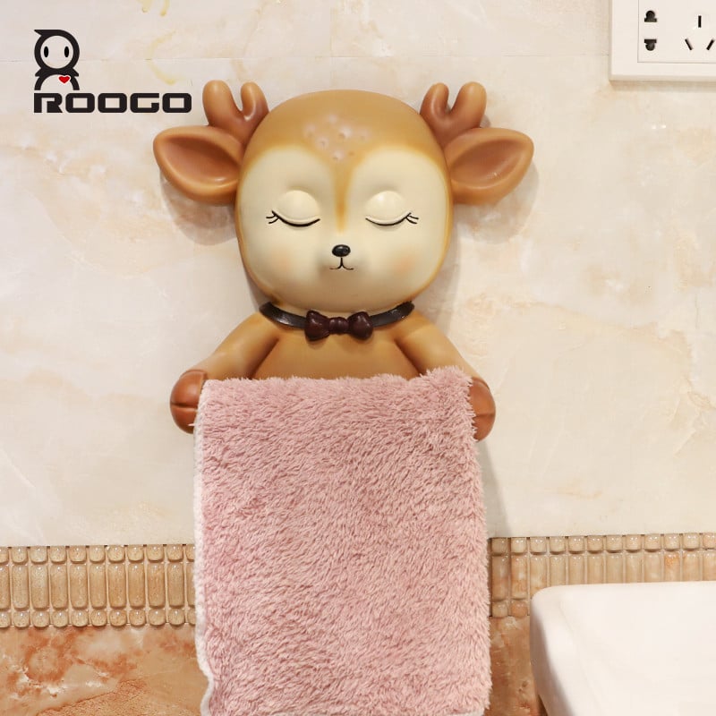Roogo Cute Deer pārnēsājamie tualetes papīra turētāji mīkstas plastmasas mājas dekorēšanai vannas istabas papīra ruļļa turētājs PVC rotācijas materiāls