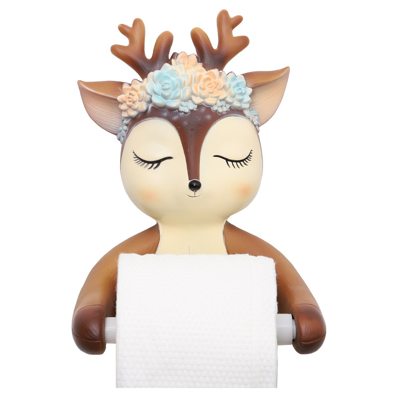 Roogo Cute Deer pārnēsājamie tualetes papīra turētāji mīkstas plastmasas mājas dekorēšanai vannas istabas papīra ruļļa turētājs PVC rotācijas materiāls