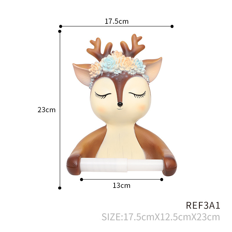 Roogo Cute Deer pārnēsājamie tualetes papīra turētāji mīkstas plastmasas mājas dekorēšanai vannas istabas papīra ruļļa turētājs PVC rotācijas materiāls