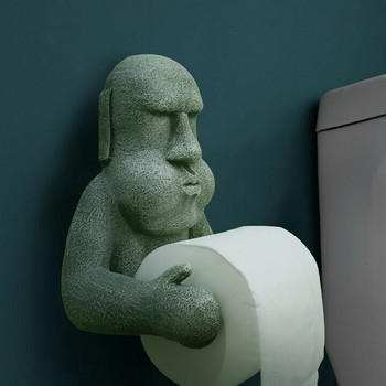 Съхранение Устойчив стенен държач за ролка за кърпички за баня Великденски остров Moai Design Поставка за тоалетна хартия Консумативи