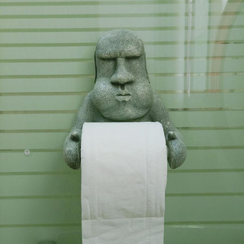 Съхранение Устойчив стенен държач за ролка за кърпички за баня Великденски остров Moai Design Поставка за тоалетна хартия Консумативи