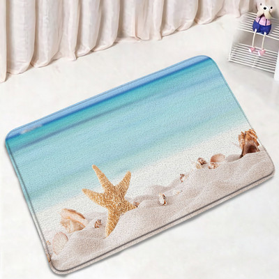 Plaža Morska zvijezda Set prostirki za kupanje Ocean školjka Morska zvijezda Morski valovi Priroda Dekoracija kupaonice Tepih Neklizajuće prostirke Poklopac za WC školjku