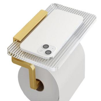 Държач за тоалетна хартия Стенен държач за тоалетна хартия Многофункционален рафт за съхранение на баня Държач за ролка хартия Рафт за кърпи за баня