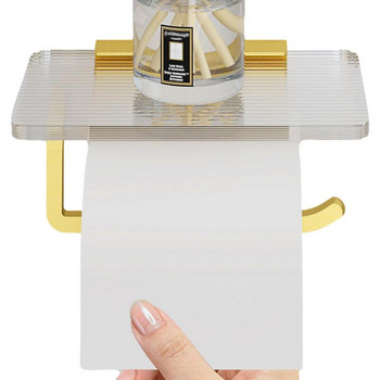Държач за тоалетна хартия Стенен държач за тоалетна хартия Многофункционален рафт за съхранение на баня Държач за ролка хартия Рафт за кърпи за баня