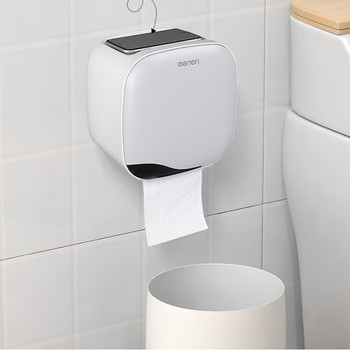 Държач за тоалетна хартия Стенен водоустойчив диспенсър за хартиени кърпички Многофункционален пластмасов държач за баня Кутия за съхранение на държач за тоалетна хартия