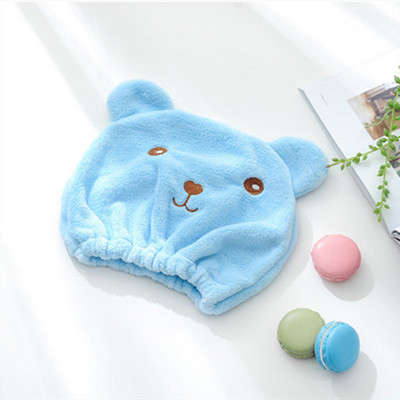 1Gb Cartoon Cute Bear dušas cepure mikrošķiedras matu turbāns ātri izžūst matu cepure, ietīta dvielī, dušas cepure Vannas istabas vāciņš